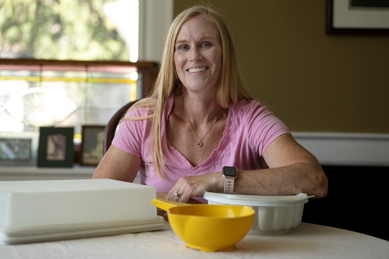 Lisa Wolverton, a personal trainer from Ardmore, still owns three pieces of Tupperware, including a yellow strainer she uses each day.