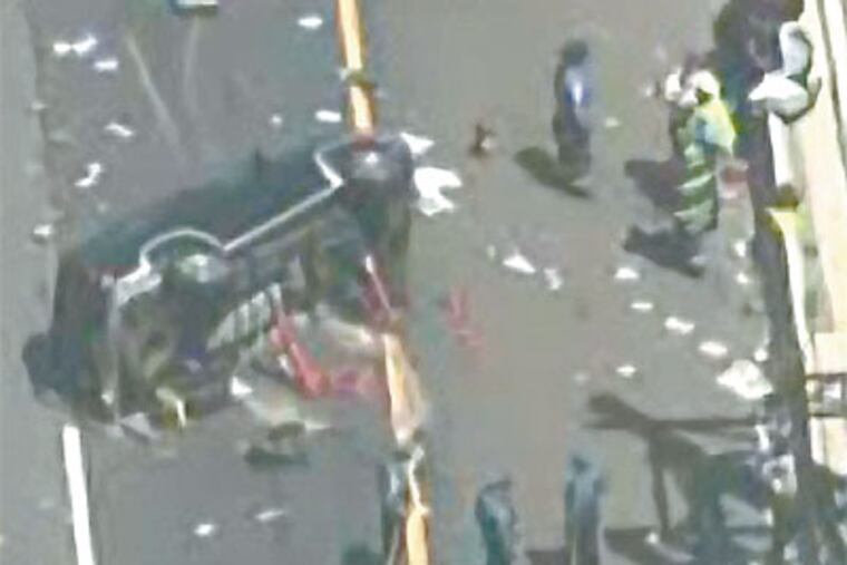 Scene of a crash yesterday that claimed the life of a Philadelphia man and injured his wife and daughter. (CBS-3 Eyewitness News)