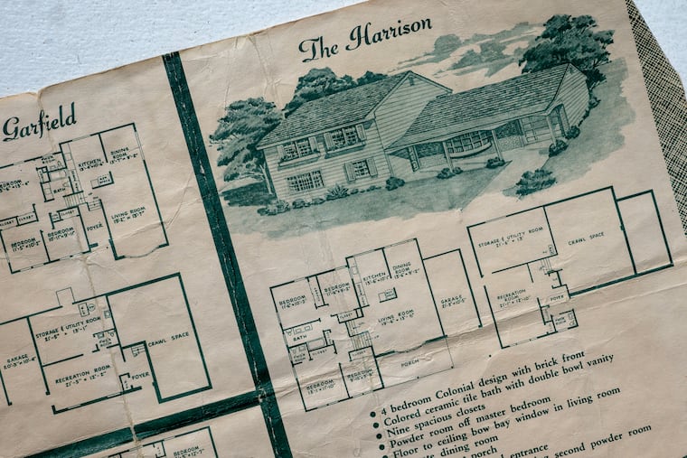 A 1957 sales brochure for the home — the “Harrison” model — passed along by the previous owners. When the Kingston Estates development was built, the area was all farmland and the town was called Delaware Township.