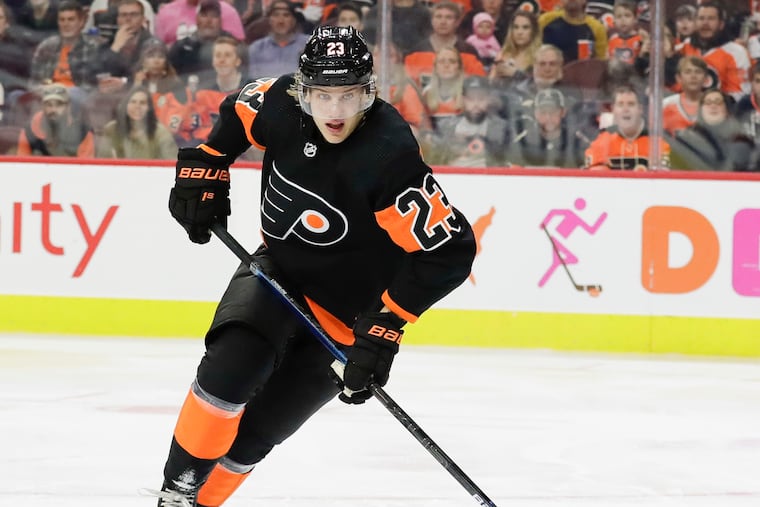 Flyers left winger Oskar Lindblom has been a strong performer on the team's "second" power-play unit.