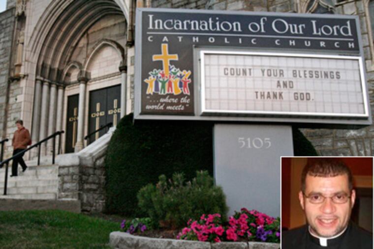 The Rev. Geraldo J. Pinero (inset) has stepped down from his position as pastor of Incarnation of Our Lord Catholic Church in the city's Olney section. (Elizabeth Robertson / Staff Photographer)