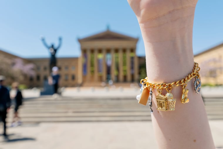 A commemorative John Wind charm bracelet available at the Philadelphia Visitor Center in honor of America's 250th birthday.