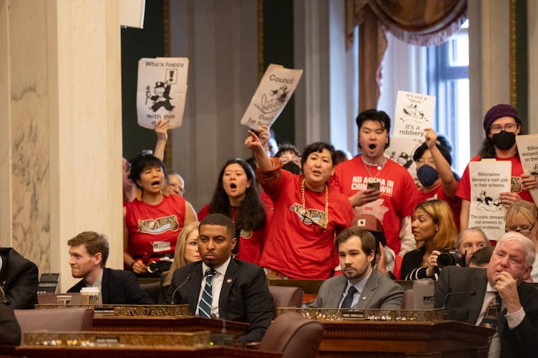 Attendees of the City Council vote on the proposed Center City Sports Arena, in Philadelphia, Thursday, December 12, 2024.