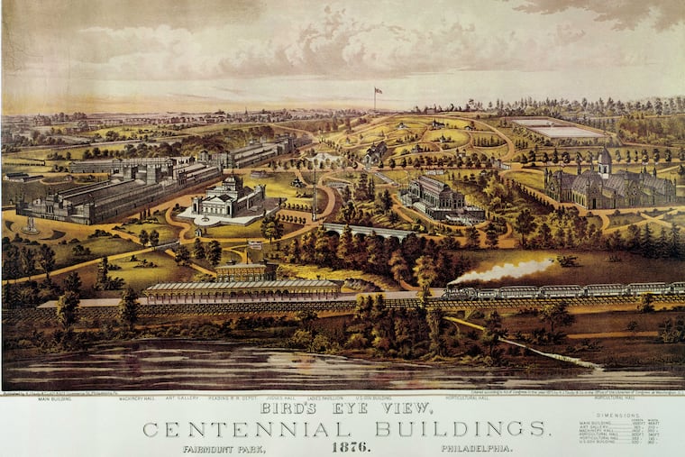 Poster for the U.S. Centennial Exposition in 1876, which brought thousands of visitors to town. Philadelphia, Pennsylvania