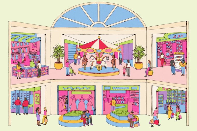 illustration of a two story mall