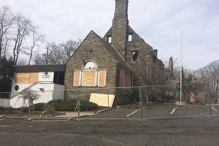 The Wyncote Academy in Elkins Park after a fire destroyed much of it.