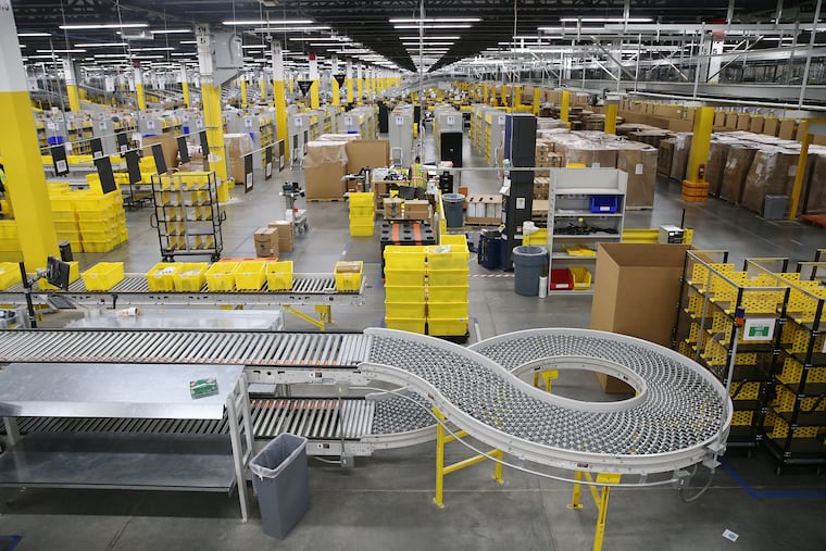 The Amazon fulfillment center is in West Deptford. The robotic fulfillment center opened in September and is Amazon's fourth such site in New Jersey.