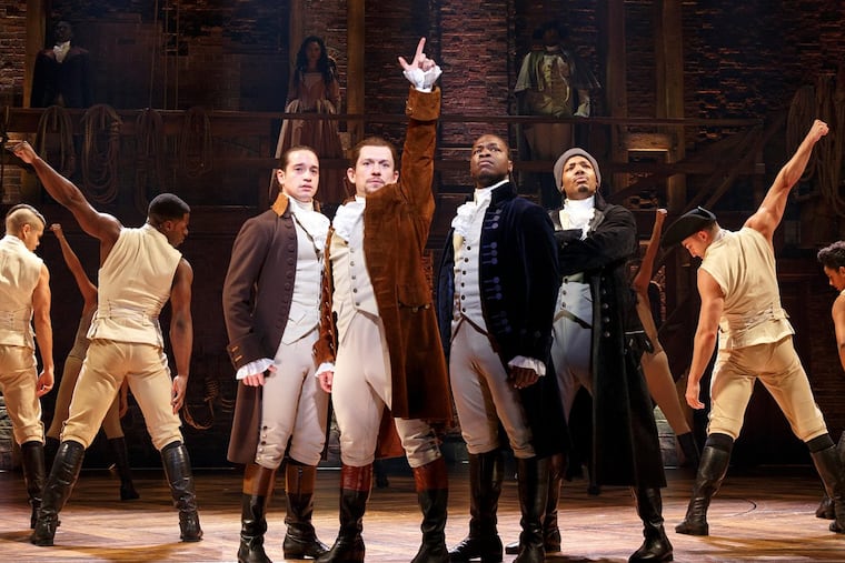 A scene from “Hamilton” in Chicago. The national touring production comes to Philly Aug. 27-Nov. 17.
