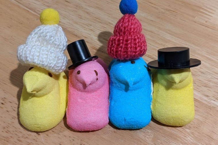 Guests will choose from tiny hats and other accessories for a Peeps Decorating Contest at the Peep Show, a Peeps-oriented event by the Paper Doll Ensemble, a Philadelphia feminist theater collective.
