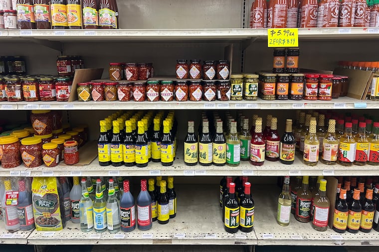 Shelves missing Filipino banana ketchup at First Oriental Market.