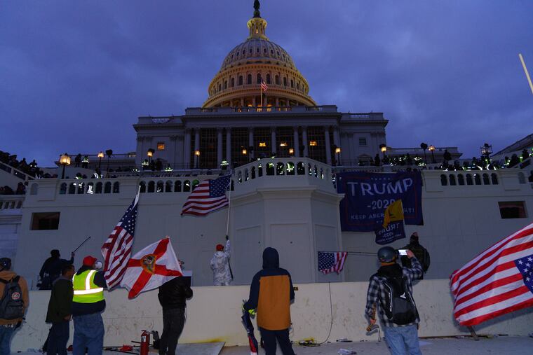 Demonstrators at the Capitol Building on Jan. 6.