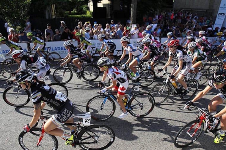 Women riders take off from the starting line during the Parx Casino Philly Cycling Classic on June 2, 2013. The race returns Sunday after a 10-year hiatus, with favorable weather forecast.