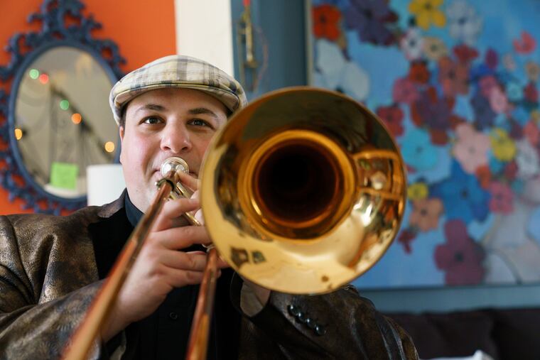 Musician Dan Blacksberg, shown here in his home in West Philadelphia, January 31, 2019. Blacksberg is setting up a residency where he plays with different configurations of musicians over three nights. JESSICA GRIFFIN / Staff Photographer