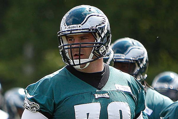 As expected, Todd Herremans was moved to right guard after the Eagles took tackle Lane Johnson with their first overall draft pick. (David Maialetti/Staff Photographer)