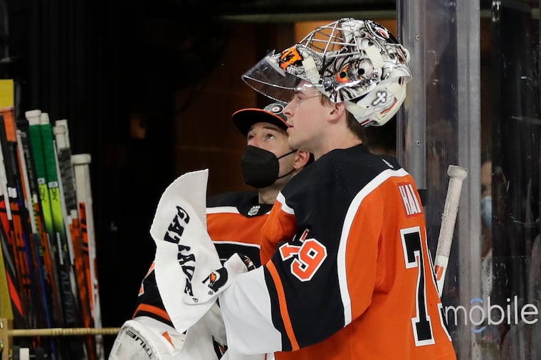 Flyers goaltender Carter Hart will get the call Tuesday against the visiting New Jersey Devils.