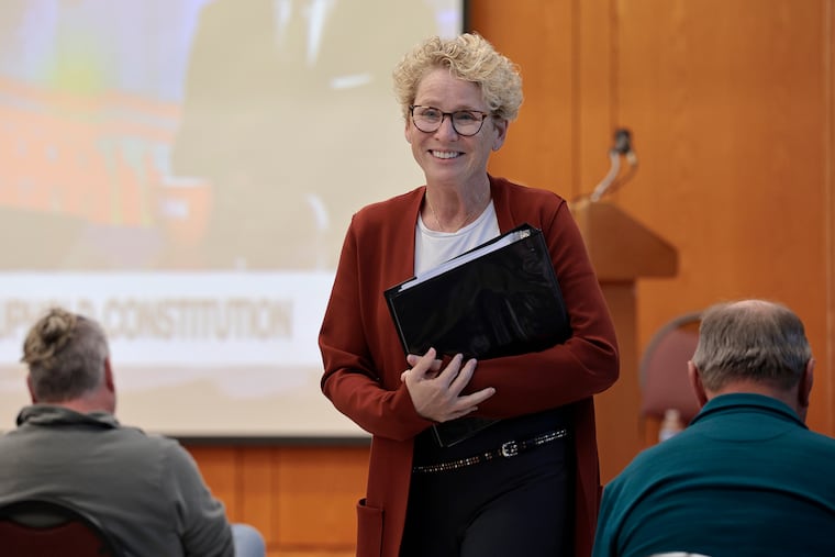 U.S. Representative Chrissy Houlahan before her town hall meeting at the Chester County Intermediate Unit in Downingtown, Pa. on Thursday, Oct. 2, 2025.