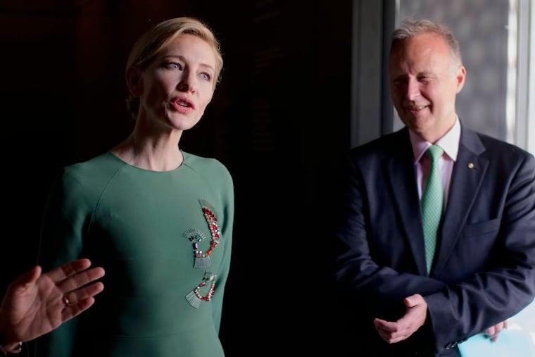 Actress Cate Blanchett attends the inauguration of the Australian pavilion displaying installations by Australian artist Fiona Hall, during the 56th Biennale of Arts in Venice, on May 5.