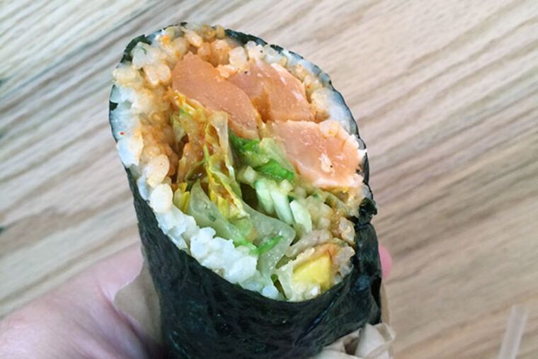 The Slammin' Salmon roll from Hai Street Kitchen & Co. (Craig LaBan/Staff)