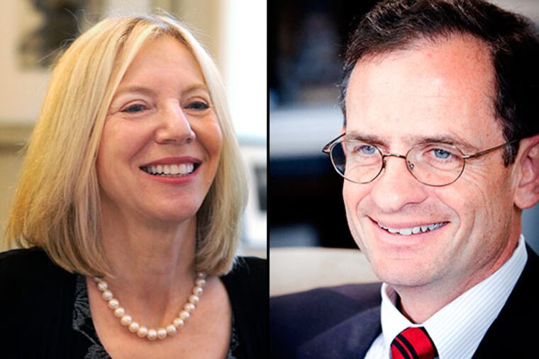 Amy Gutmann, president of the University of Pennsylvania (left), and New Haverford president Daniel Weiss. (Tom Gralish, Gutmann photo; Dan Z. Johnson, Weiss photo)