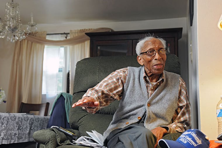 James C. Kennedy, the 96-year-old mayor of South Coatesville, talks inside his home about his accomplishments while in office for four terms Oct. 24, 2013. Kennedy is retiring from his office this year. ( CLEM MURRAY / Staff Photographer )