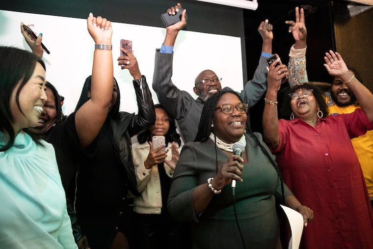 Philadelphia City Councilwoman-elect Kendra Brooks delivers her victory speech at the Working Families Party's election night event in North Philly.
