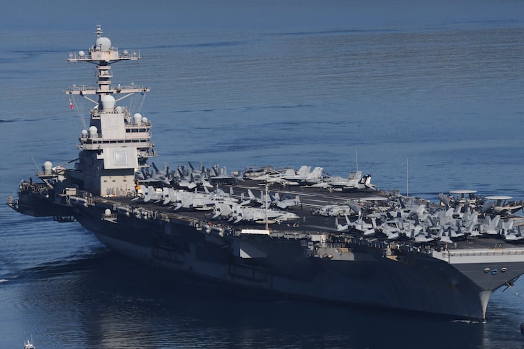 The USS Gerald R. Ford is the first Ford class aircraft carrier. President Donald Trump wants a redesign of future carriers that would move the tower structure to the middle of the ship and replace electromagnetic catapults with steam-powered ones.