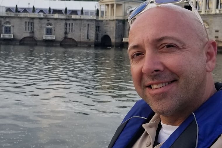 Ron Evancho, a sergeant in the Pennsylvania Fish and Boat Commission's Waterways Conservation Officers law enforcement force, along the Schuylkill near the Fairmount Dam in Philadelphia.