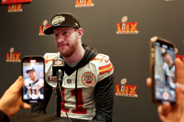 Kansas City Chiefs quarterback Carson Wentz says he is prepared if called upon in Super Bowl LIX.