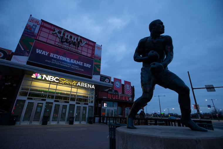 The Joe Frazier statue in South Philadelphia in March 2020.