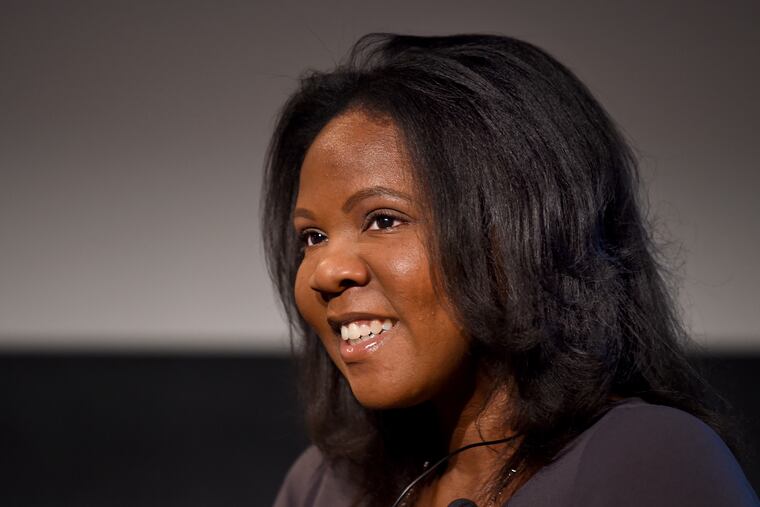 Strategist Adjoa B. Asamoah participates on a panel with the Oscar-winning Hair Love filmmakers at the National Museum of Women and the Arts in Washington, D.C., in February. She is behind the CROWN Act, the law designed to stop hair discrimination.