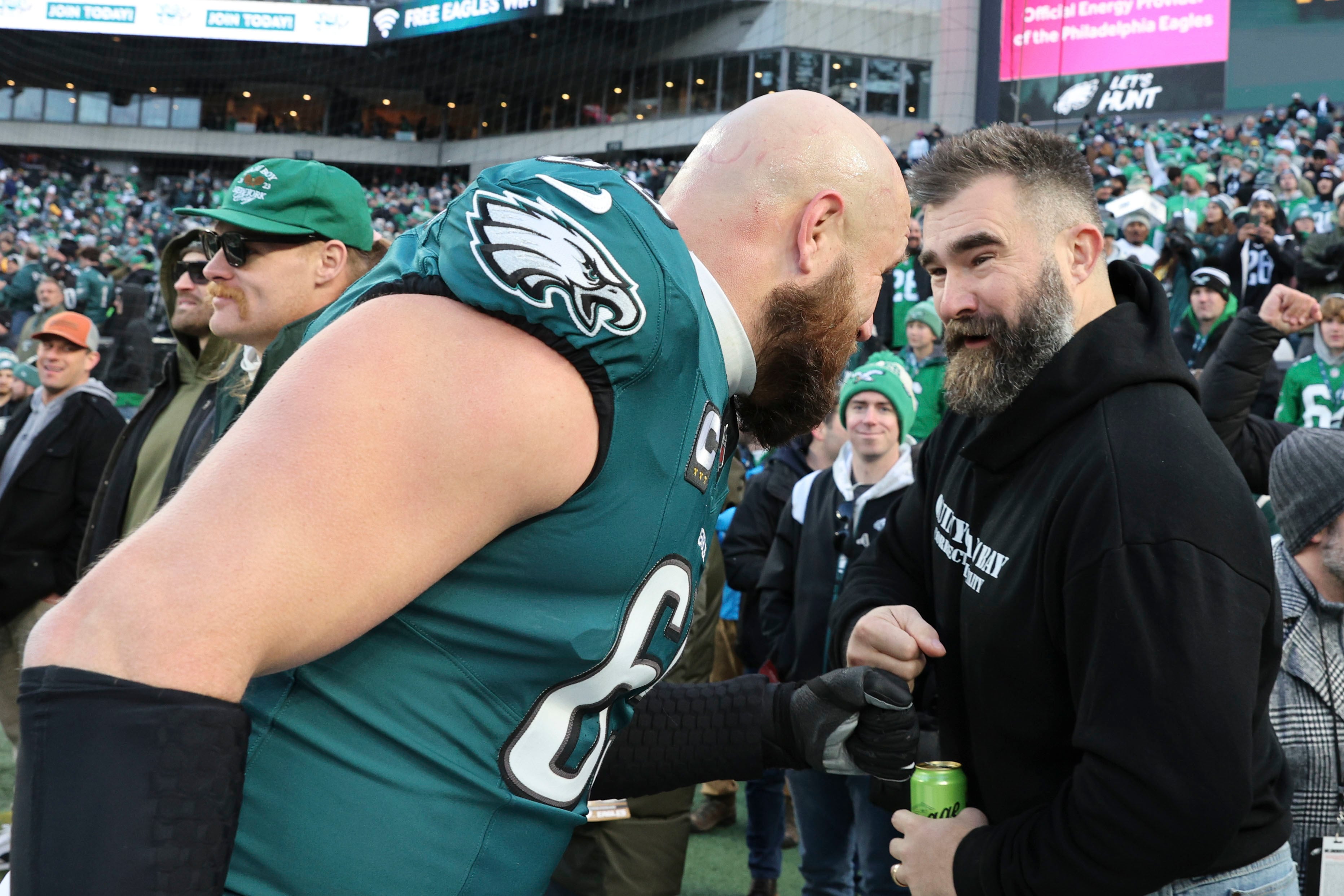 Jason Kelce calls his former teammate Lane Johnson ‘an all-time Eagle’ on latest episode of ‘New Heights’
