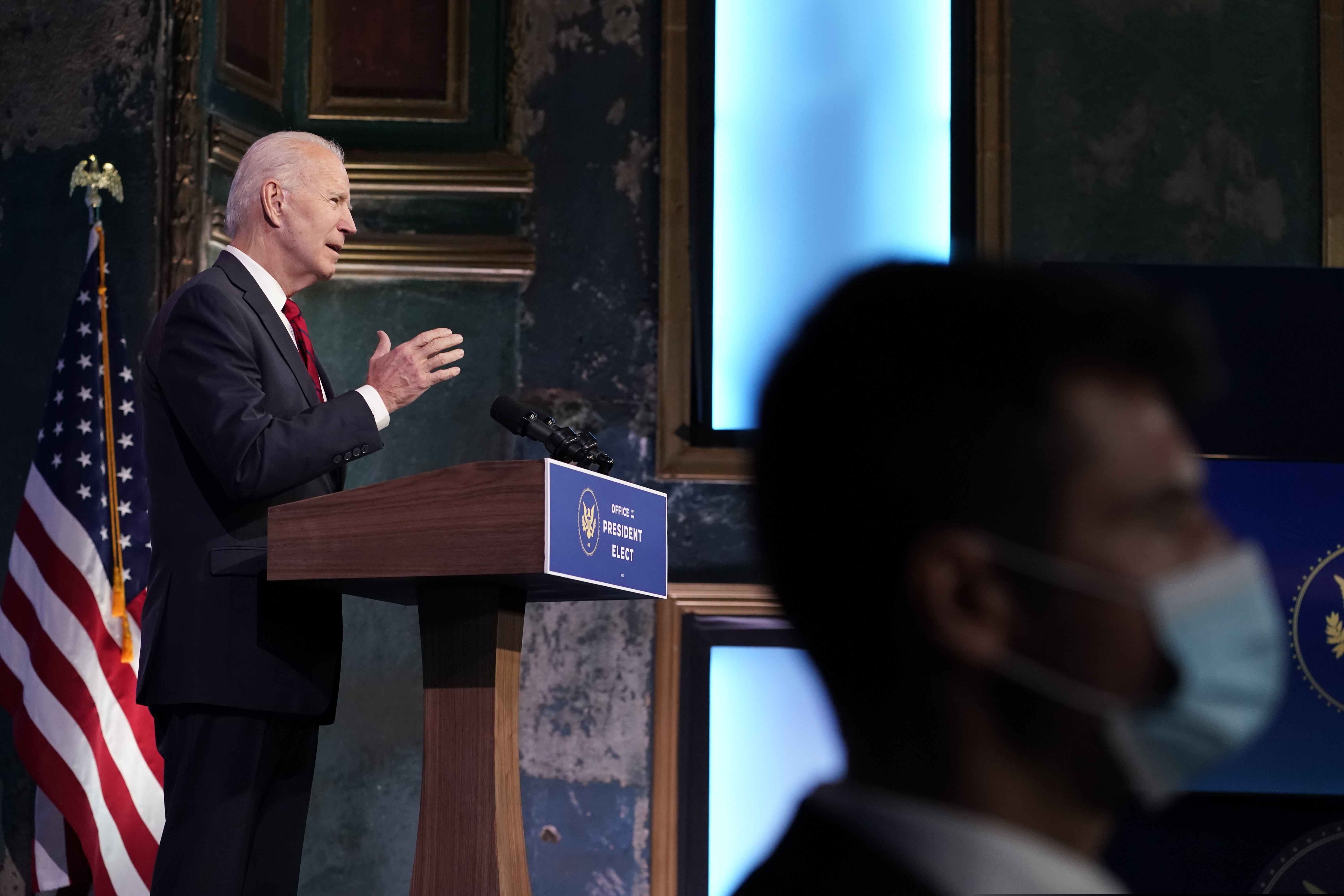 President-elect Joe Biden speaks during an event at The Queen Theater in Wilmington.