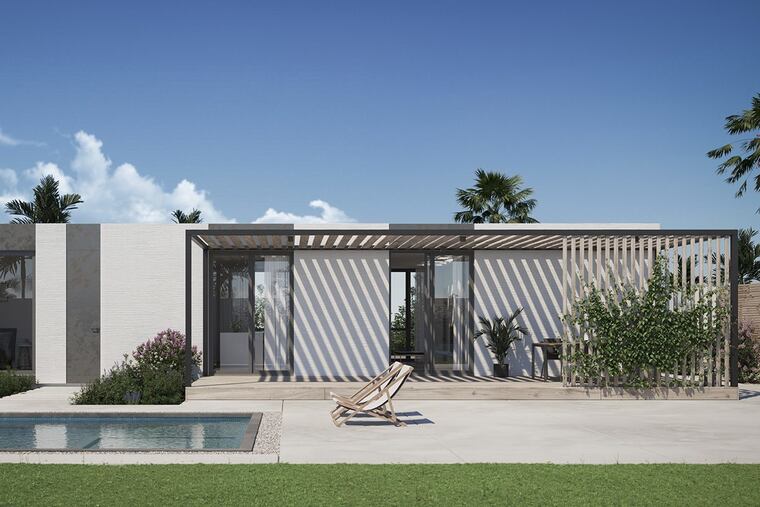 Rendering of a 3-D-printed home in Rancho Mirage, Calif.