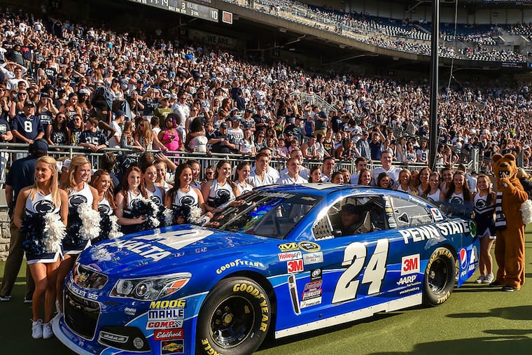 Jeff Gordon with his number 24 car unveiled in State College. (File photo)