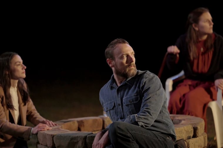 (From left) Sarah Gliko as Teresa, Jered McLenigan as Justin, and Campbell O’Hare as Emily in Wilma Theater's "Heroes of the Fourth Turning," online through Dec. 13.