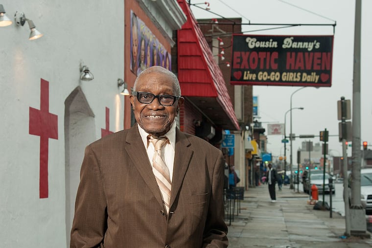 Bishop Melvin Rogers, 90, deliberately situated Parham Chapel M & L Church by the strip club.