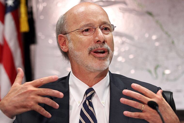 "This is a really important break," said Gov. Wolf, flanked by legislative leaders from both parties. "We are working very hard to get this done."