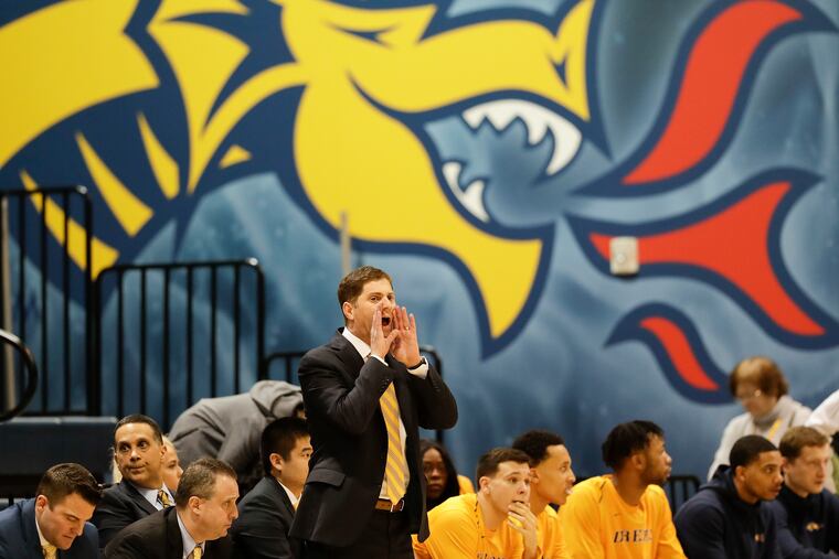 Drexel coach Zach Spiker directing his team against Delaware on Jan. 3.