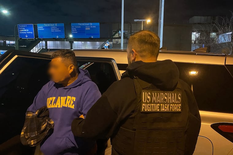 Noel Yanes seen here being arrested in a photo provided by the U.S. Marshals Service was returned to Pennsylvania late Wednesday to face trial on sex crimes charges, officials said Thursday.