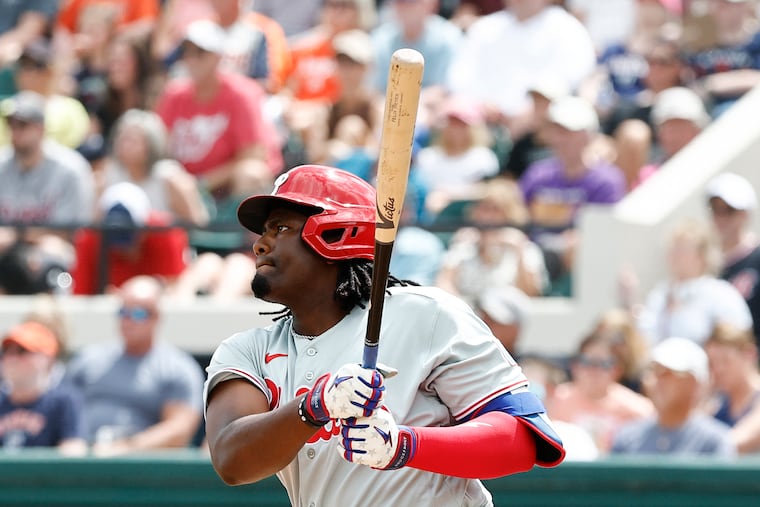Felix Reyes hit a home run for the Phillies off Tigers starter Jack Flaherty on Monday.