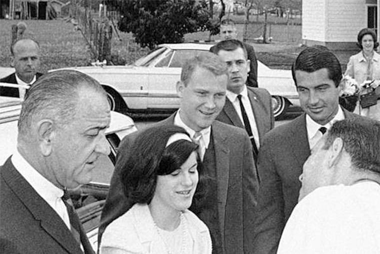 At Easter services in Texas in April 1966: (from left) President Johnson, with daughter Luci Baines Johnson; her fiancé, Patrick Nugent; and actor George Hamilton. The president directed the FBI and Justice Abe Fortas to investigate Hamilton, newly revealed documents show.
