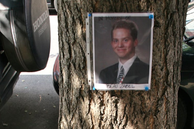A memorial for 23-year-old Beau Zabel was placed in front of his home last year. (Neal Santos / File Photograph)