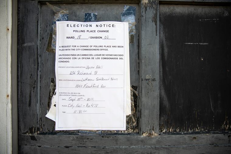 Philadelphia elections officials have moved 89 polling places for next week’s municipal election.