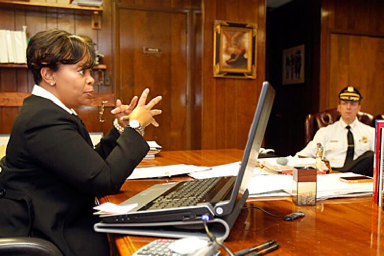 Camden Mayor Dana L. Redd at her City Hall office. Crime and education will be the primary focus the second half of the term, she says. (Akira Suwa / Staff Photographer