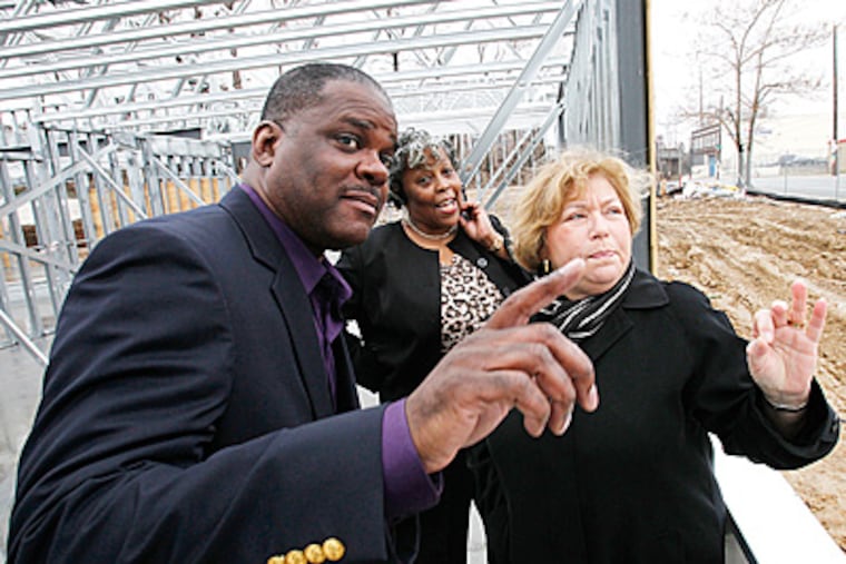 ( ALEJANDRO A. ALVAREZ / STAFF PHOTOGRAPHER ) From left are Ron Hinton, director of Allegheny West Foundation, Verna Tyner, of Tioga United and Gail Kass, President and CEO of New Courtland at the future site of New Courtland Senior Housing along Allegheny Avenue at 19th Street.