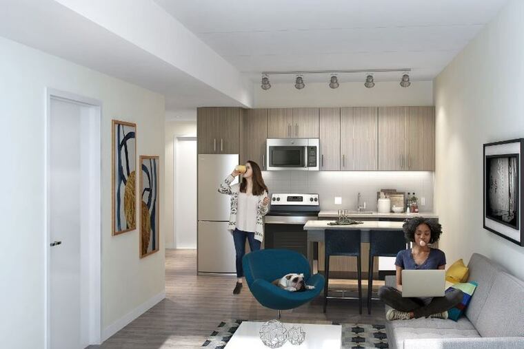 The newly opened Lincoln Square, 1000 S. Broad St., Philadelphia, where one-bedroom apartments are between 602 and 796 square feet.