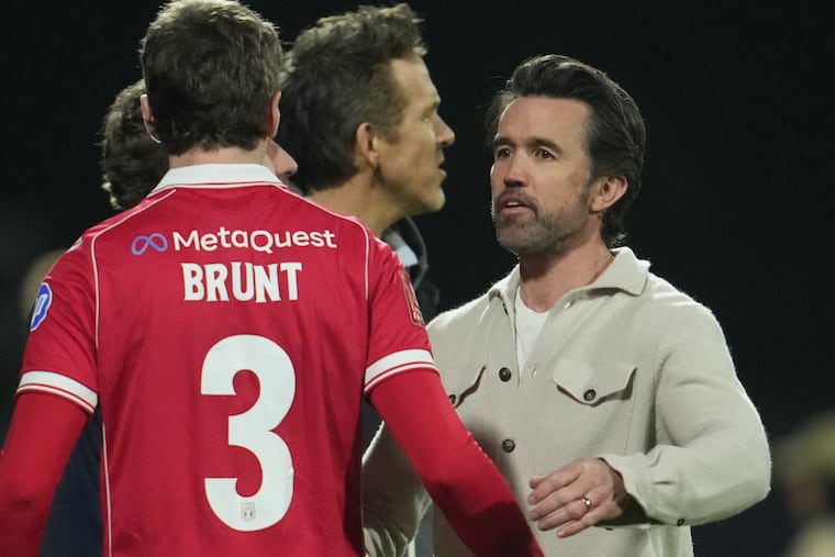 Wrexham co-owner actor, and Philly-area native Rob Mac (right) will bring his club to America later this summer as part of a preseason tour with a stop at Lincoln Financial Field.