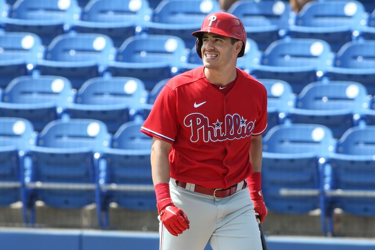 Phillies center fielder Adam Haseley will miss four weeks with a left groin strain.