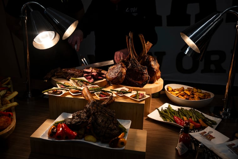 Tomahawk steak is showcased during a stadium food preview at the Caesars Superdome on Monday, Feb. 3, 2025 in New Orleans.