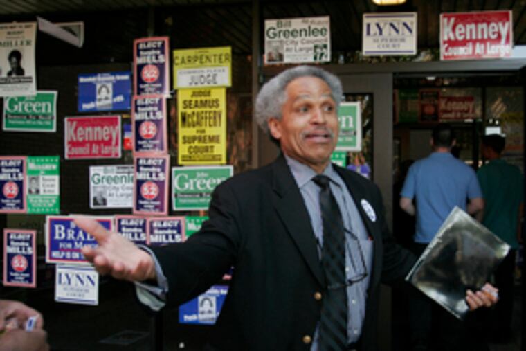 Mayor Street outside the Sheet Metal Workers Union building, where he attended a Democratic function Monday. He recently reiterated his assertion that he might not endorse any candidate in the May 15 primary that will help decide who succeeds him.